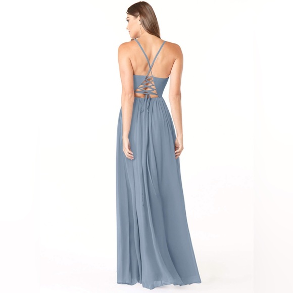 Azazie Aaida bridesmaid dress in dusty blue size a4 - Picture 2 of 6